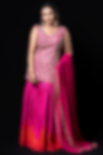 Pink French Crepe Wedding Sharara Set by Harshita Singhvi at Pernia's Pop Up Shop