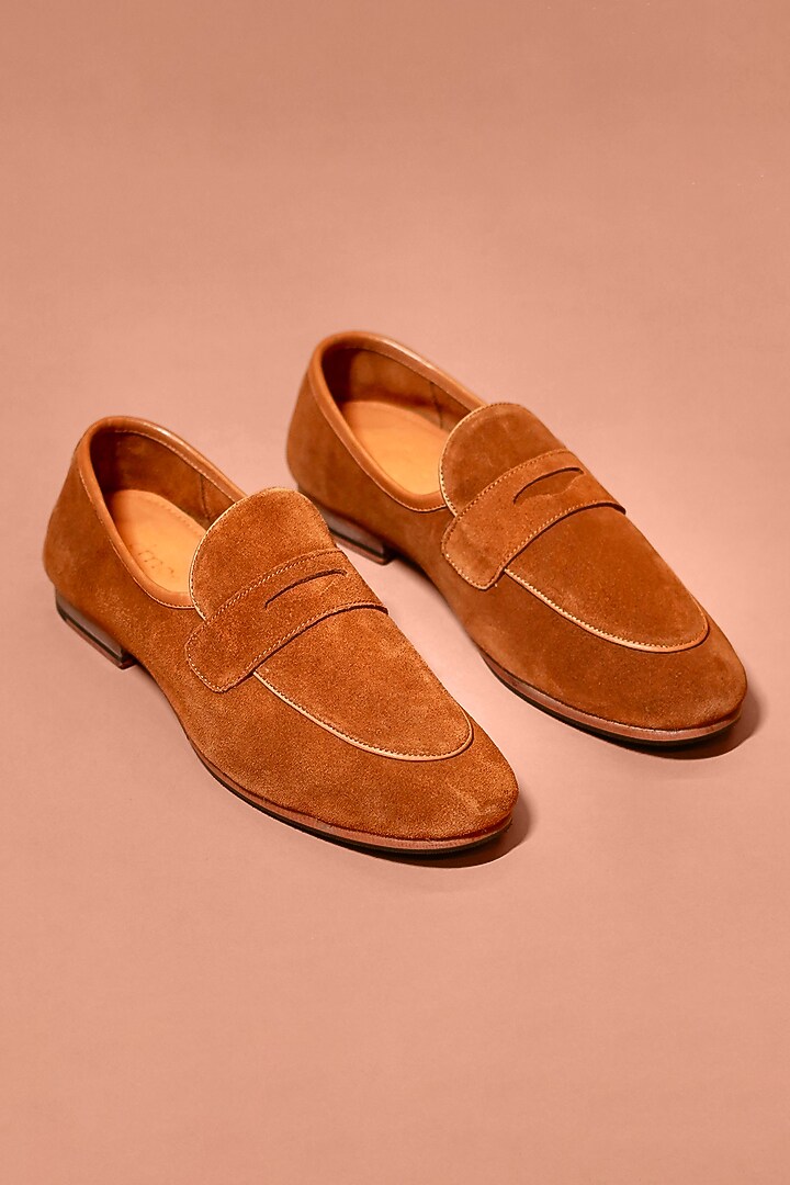 Tan Suede Leather Loafers by Dmodot at Pernia's Pop Up Shop