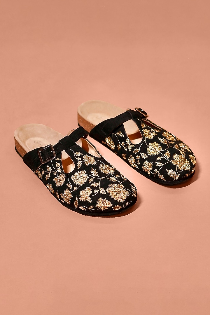 Black Suede Leather Mules by Dmodot at Pernia's Pop Up Shop