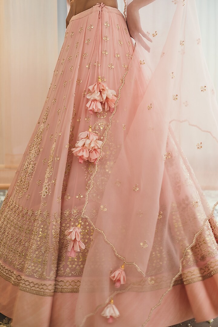 Crystal Rose Embroidered Kalidar Bridal Lehenga Set by MADZIN at Pernia's Pop Up Shop