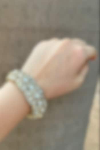 Gold Finish Kundan Polki & Zircon Bangle by Prestones at Pernia's Pop Up Shop