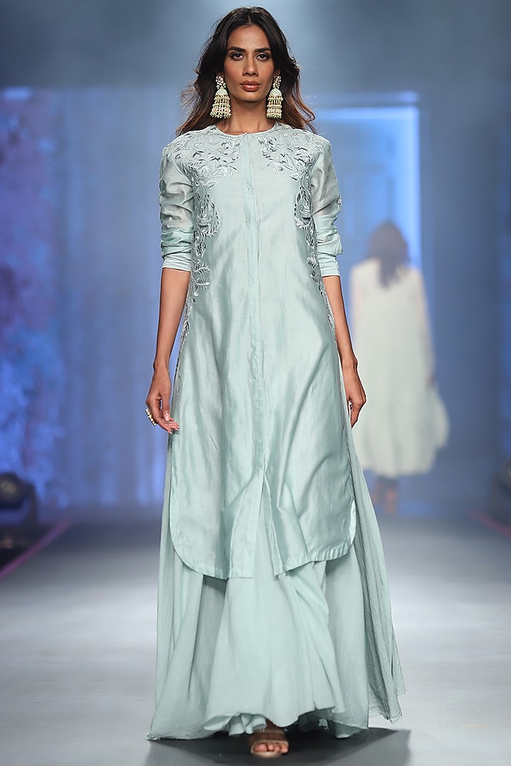 Grey Embroidered With Inner Dress by Samant Chauhan