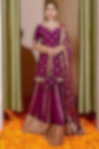 Purple Pure Chanderi Lehenga Set by Shrutkirti at Pernia's Pop Up Shop