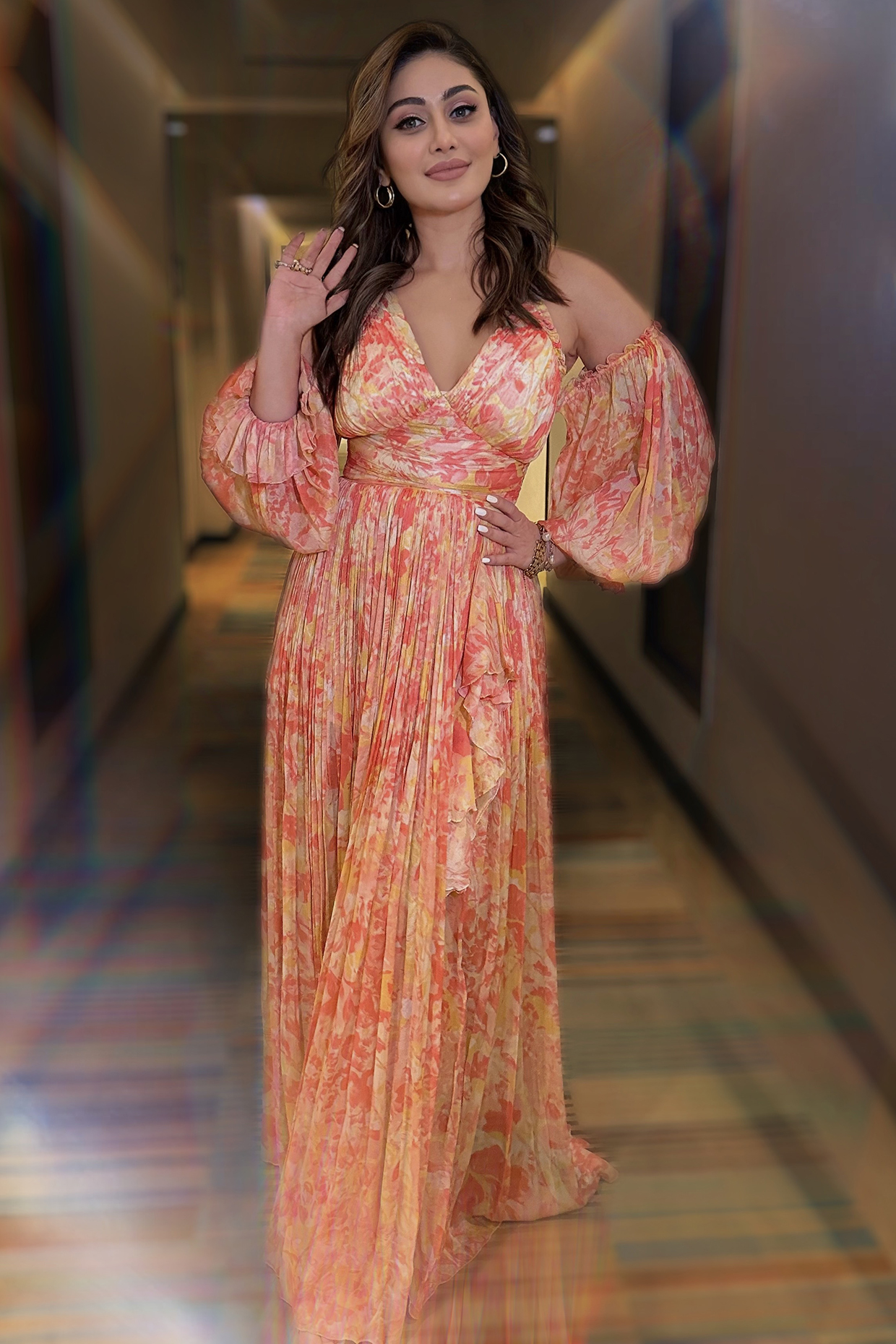 Red Chiffon Embellished Maxi Vacation Dress by Mandira Wirk - Resort at Pernia's Pop Up Shop