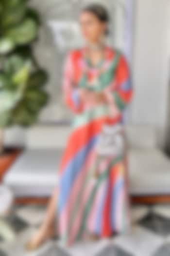 Multi-Colored Embroidered Maxi Vacation Dress by Archana Shah at Pernia's Pop Up Shop