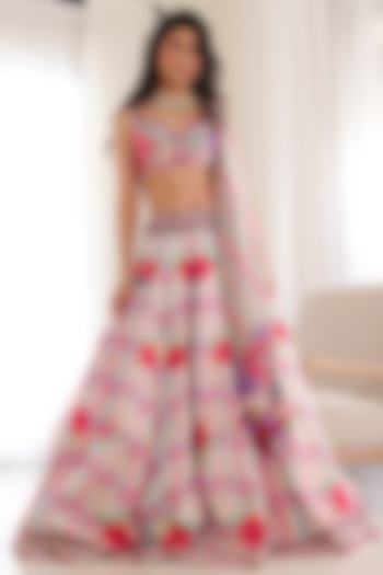 Ivory Digital Printed Wedding Lehenga Set by AWIGNA BY VARSHA & RITTU at Pernia's Pop Up Shop