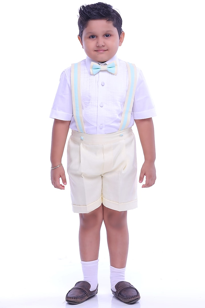White & Yellow Co-Ord Set For Boys by Rani kidswear