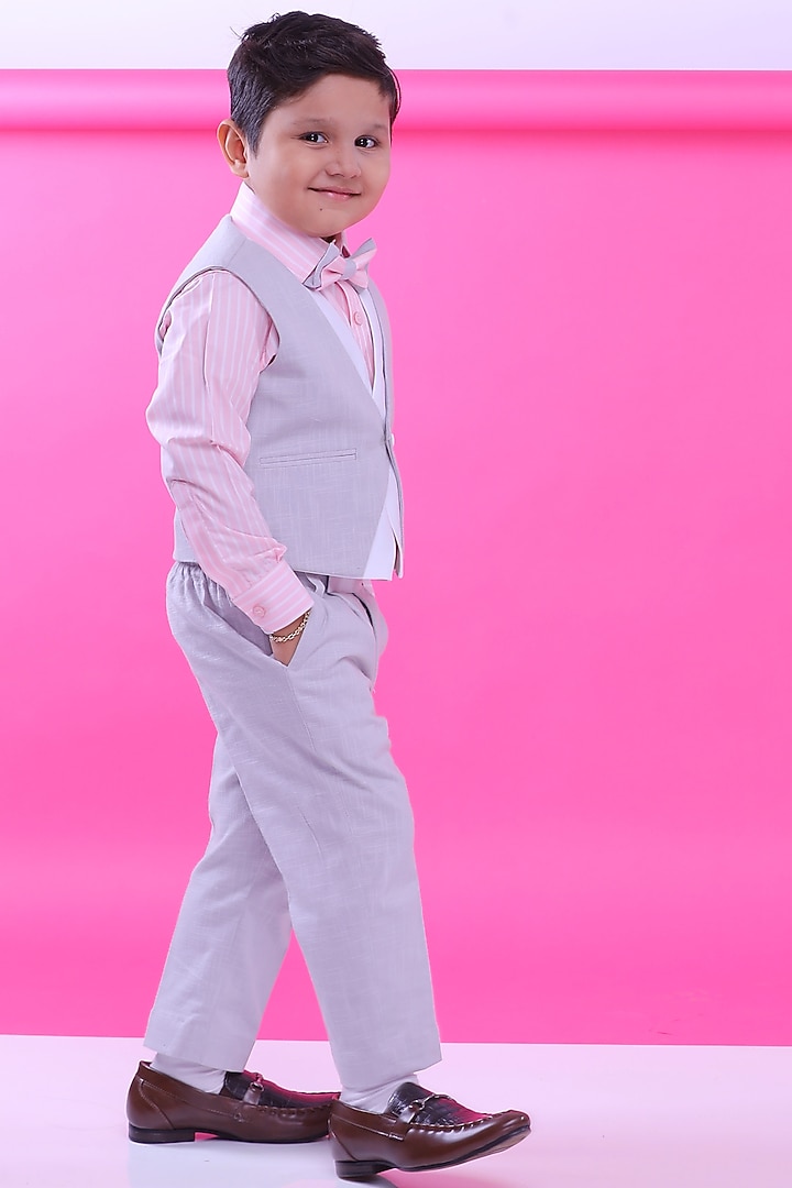 Pink & Grey Pant Set For Boys by Rani kidswear at Pernia's Pop Up Shop