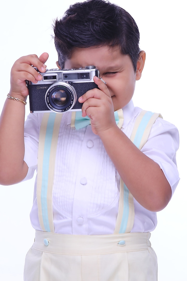 White & Yellow Co-Ord Set For Boys by Rani kidswear at Pernia's Pop Up Shop