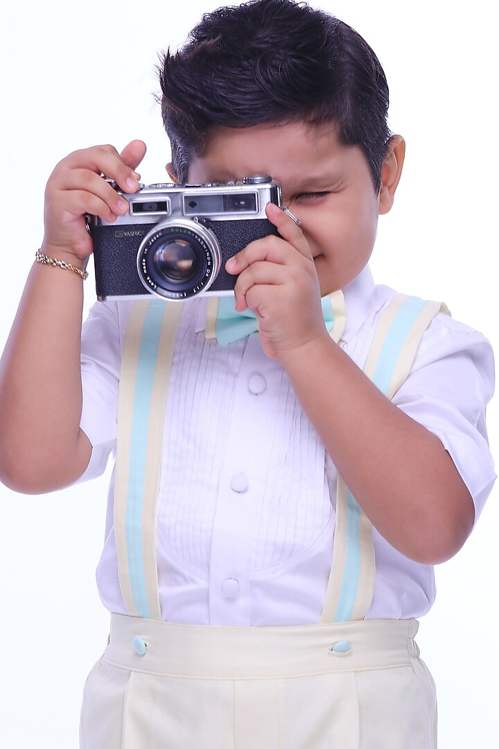 White & Yellow Co-Ord Set For Boys by Rani kidswear at Pernia's Pop Up Shop