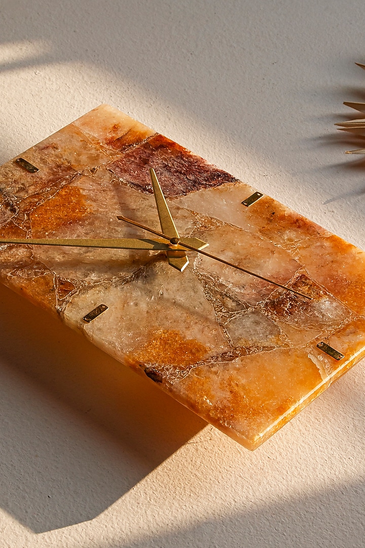 Brown Fire Quartz Stone Rectangle Wall Clock by Gemtherapy at Pernia's Pop Up Shop