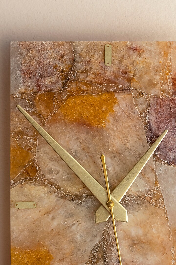 Brown Fire Quartz Stone Rectangle Wall Clock by Gemtherapy at Pernia's Pop Up Shop