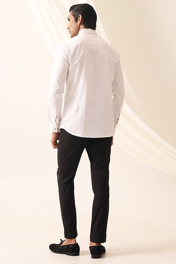 White Cotton Handcrafted Thread & Motif Embellished Party Wear Shirt by SEVENDC MEN at Pernia's Pop Up Shop