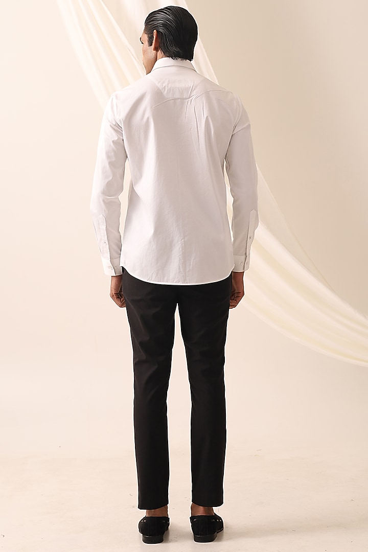 White Cotton Handcrafted Thread & Motif Embellished Party Wear Shirt by SEVENDC MEN at Pernia's Pop Up Shop