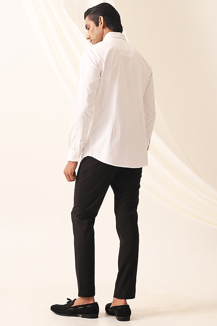 White Cotton Handcrafted Thread & Motif Embellished Party Wear Shirt by SEVENDC MEN at Pernia's Pop Up Shop