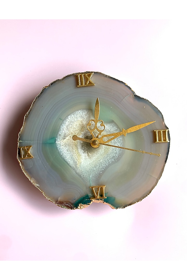 Green Agate Table Clock by Gemtherapy at Pernia's Pop Up Shop