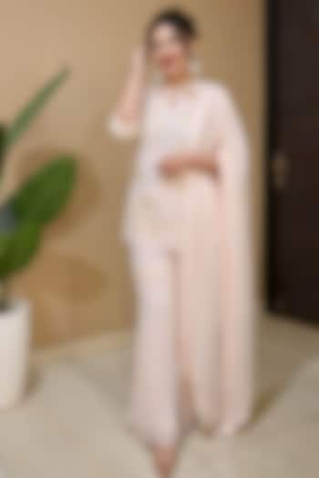 Pale Pink Blended Georgette Party Wear Sharara Set by Samatvam By Anjali Bhaskar at Pernia's Pop Up Shop