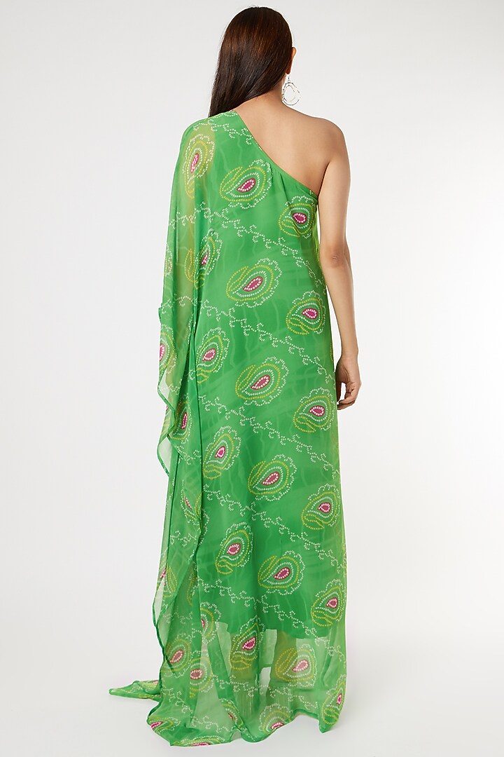 Mint Green & Blush Pink Bandhani Printed Kaftan Set by Inara Jaipur at Pernia's Pop Up Shop