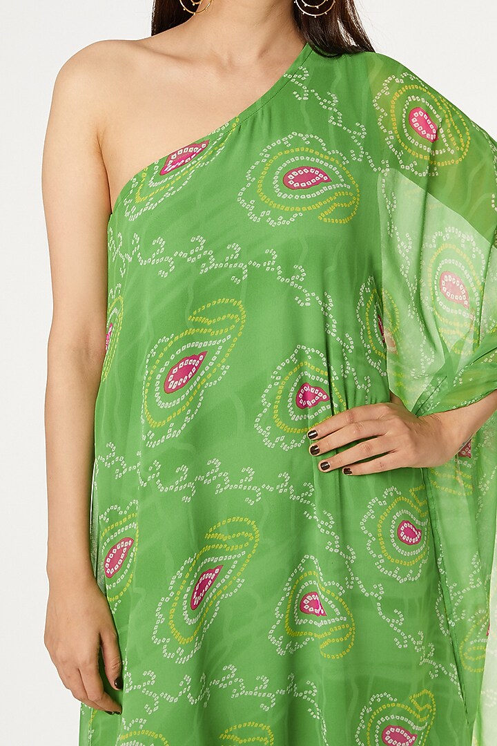 Mint Green & Blush Pink Bandhani Printed Kaftan Set by Inara Jaipur at Pernia's Pop Up Shop