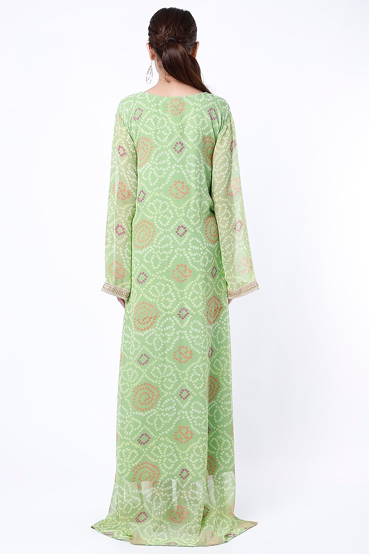 Mint Bandhani Printed Kaftan by Inara Jaipur at Pernia's Pop Up Shop