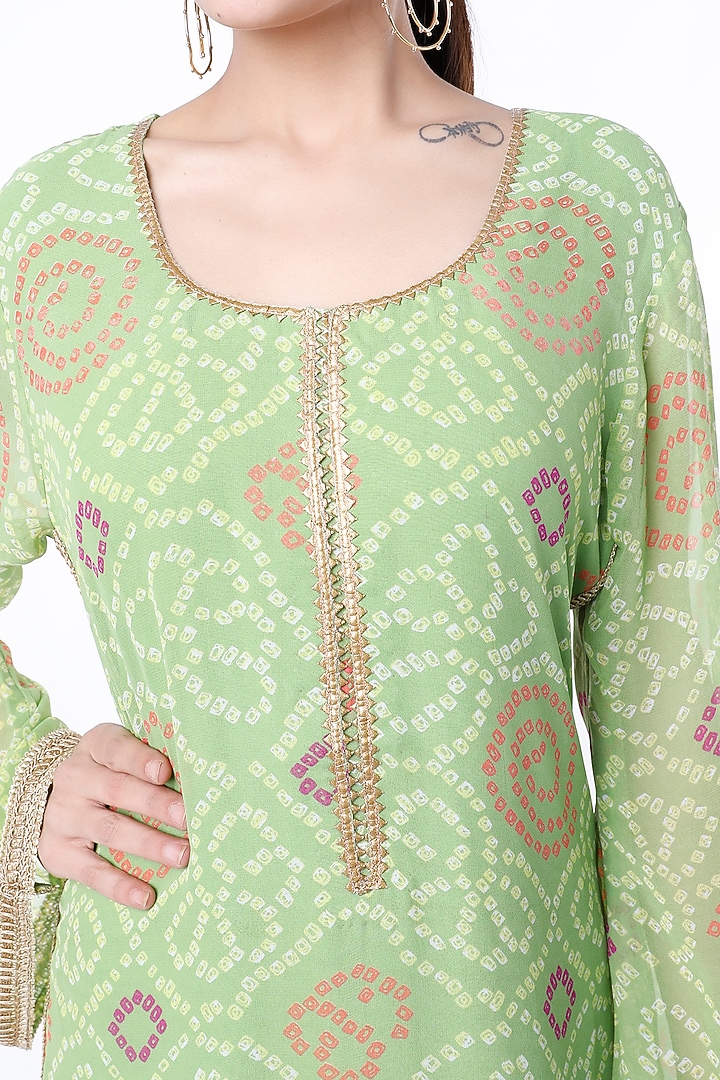 Mint Bandhani Printed Kaftan by Inara Jaipur at Pernia's Pop Up Shop