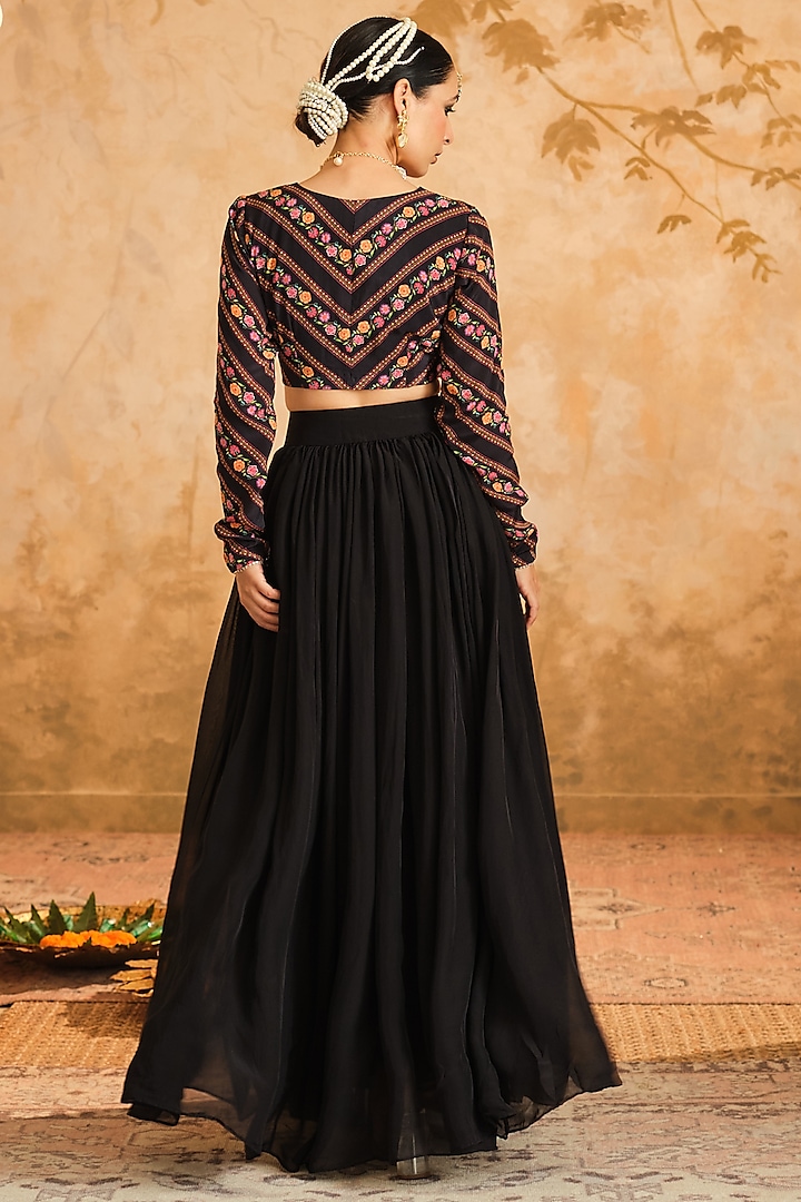 Black Organza Lehenga Set by Blooming Threads at Pernia's Pop Up Shop