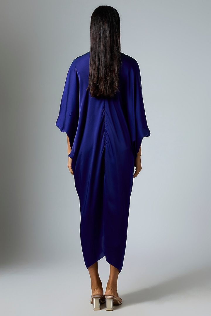 Blue & Green Bemberg Satin Dip-Dyed Printed Kaftan by Inca at Pernia's Pop Up Shop