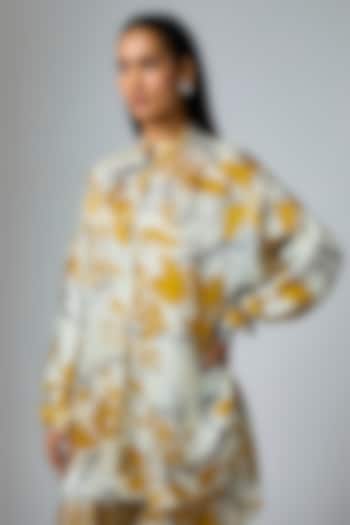 Mustard & Gulmohar Bemberg Satin Digital Printed T-shape Shirt by Inca at Pernia's Pop Up Shop