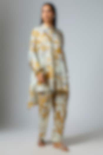 Mustard & Gulmohar Bemberg Satin Digital Printed Trouser by Inca at Pernia's Pop Up Shop