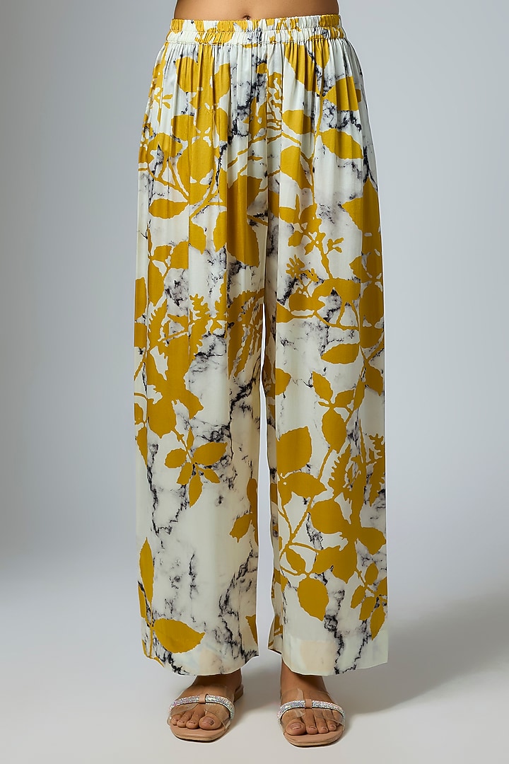 Mustard & Gulmohar Bemberg Satin Digital Printed Trouser by Inca at Pernia's Pop Up Shop