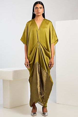 Yellow Bamberg Satin Draped Dress by Inca