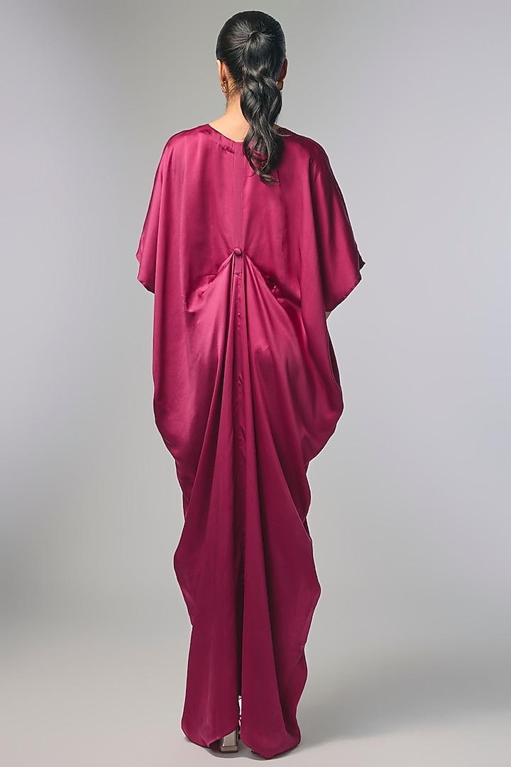 Wine Bamberg Satin Draped Cocktail Dress by Inca at Pernia's Pop Up Shop
