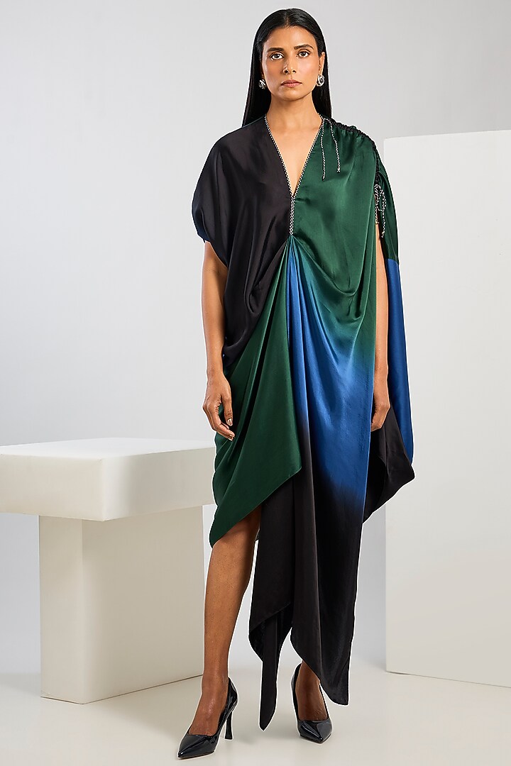 Multi-Colored Bamberg Satin Ombre Ruched Vacation Dress by Inca at Pernia's Pop Up Shop