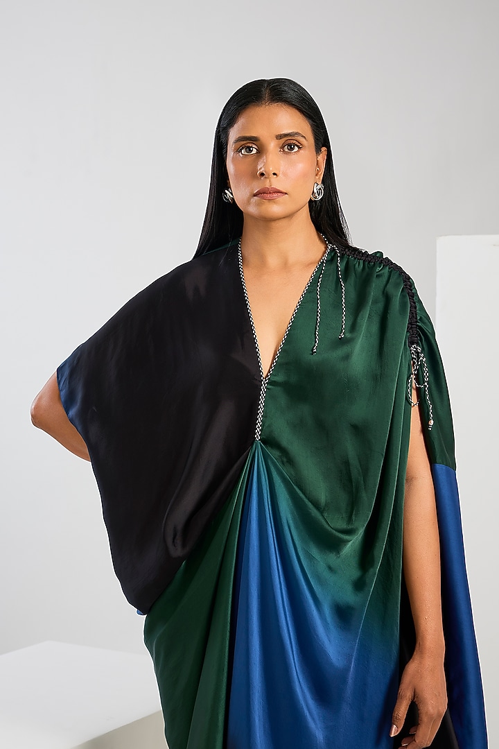 Multi-Colored Bamberg Satin Ombre Ruched Vacation Dress by Inca at Pernia's Pop Up Shop