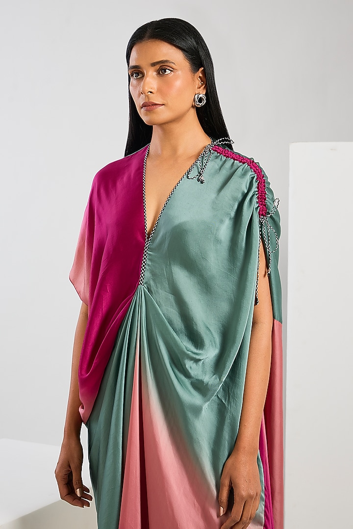Multi-Colored Bamberg Satin Ombre Ruched Vacation Dress by Inca at Pernia's Pop Up Shop