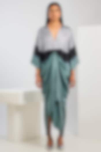 Blue Bamberg Satin Shibori Printed Kaftan by Inca at Pernia's Pop Up Shop