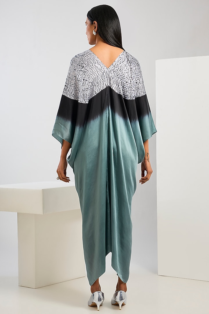 Blue Bamberg Satin Shibori Printed Kaftan by Inca at Pernia's Pop Up Shop