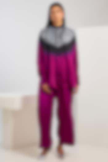 Wine Bamberg Satin Shibori Printed Shirt by Inca at Pernia's Pop Up Shop