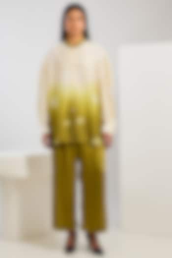 Yellow Bamberg Satin Shibori Printed Shirt by Inca at Pernia's Pop Up Shop