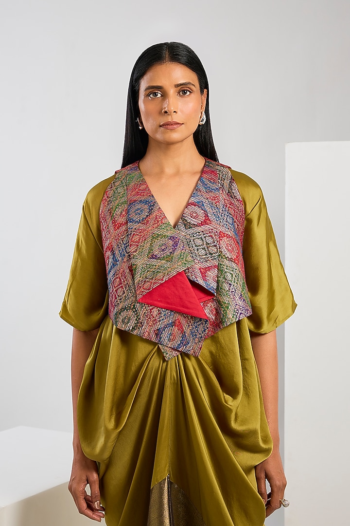 Multi-Colored Silk Brocade Gilet by Inca at Pernia's Pop Up Shop