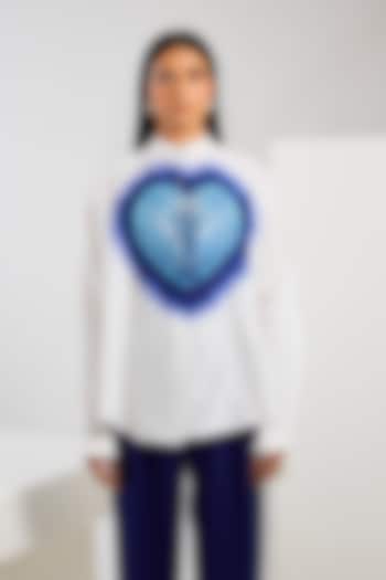 White Chanderi Shibori Printed Shirt by Inca at Pernia's Pop Up Shop