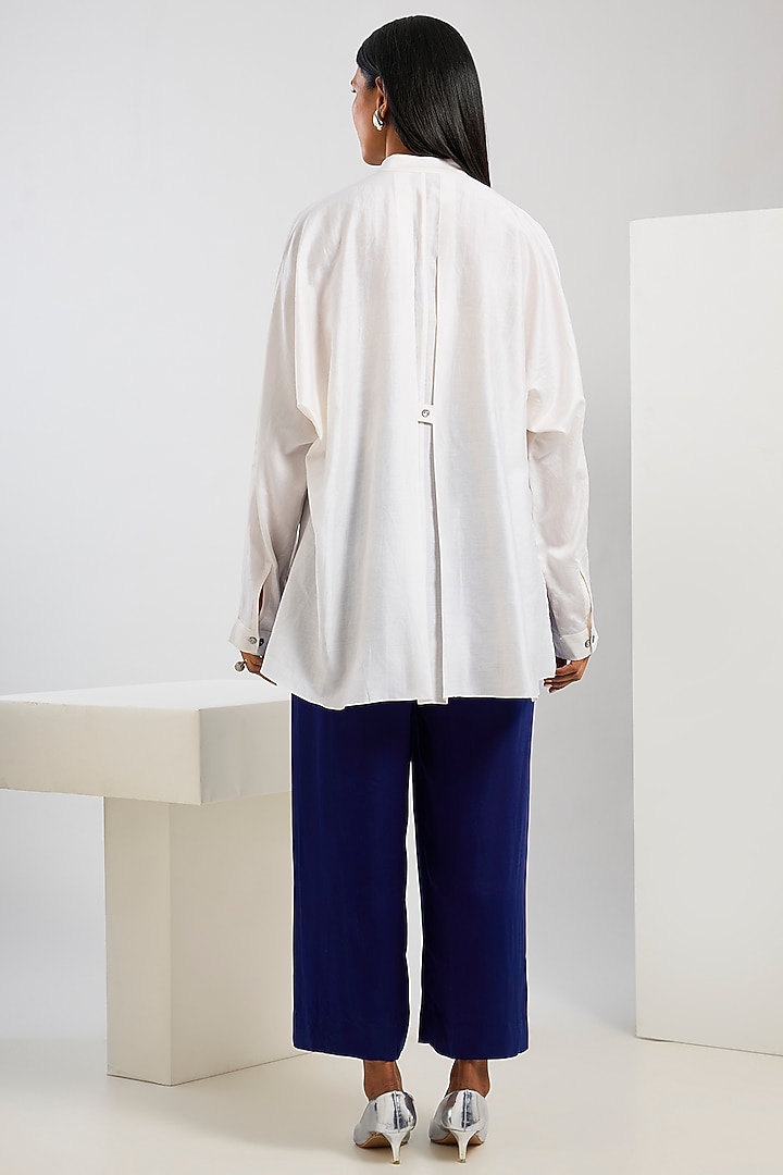 White Chanderi Shibori Printed Shirt by Inca at Pernia's Pop Up Shop