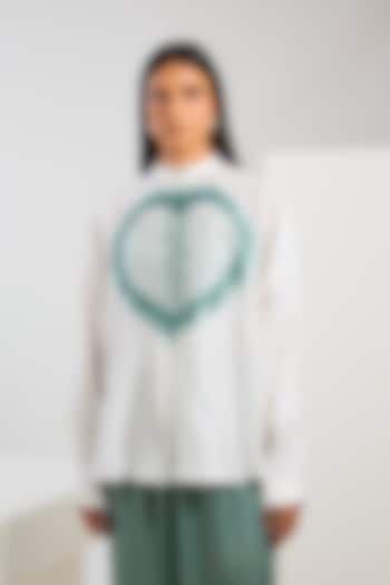 White Chanderi Shibori Printed Shirt by Inca at Pernia's Pop Up Shop