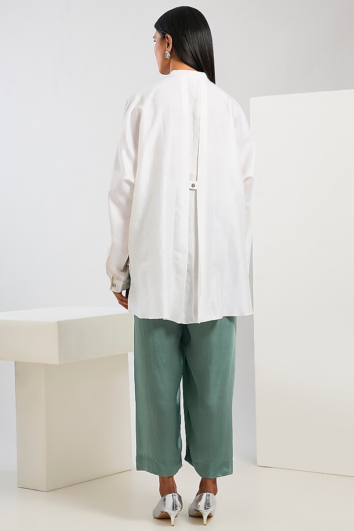 White Chanderi Shibori Printed Shirt by Inca at Pernia's Pop Up Shop