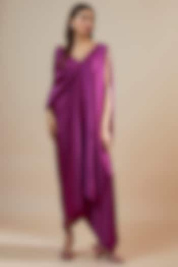 Plum Bemberg Satin Ruched Dress by Inca at Pernia's Pop Up Shop