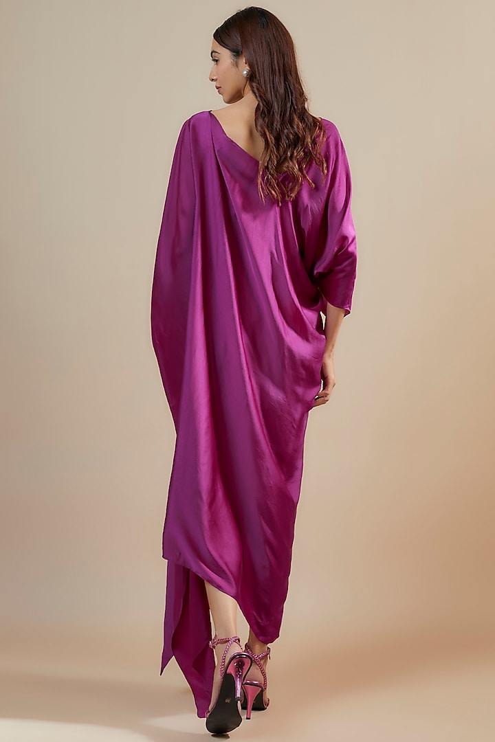 Plum Bemberg Satin Ruched Vacation Dress by Inca at Pernia's Pop Up Shop