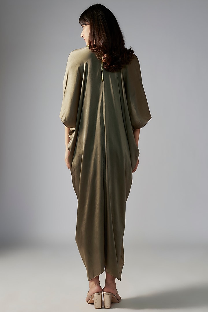 Grey Bemberg Satin Midi Vacation Dress by Inca at Pernia's Pop Up Shop