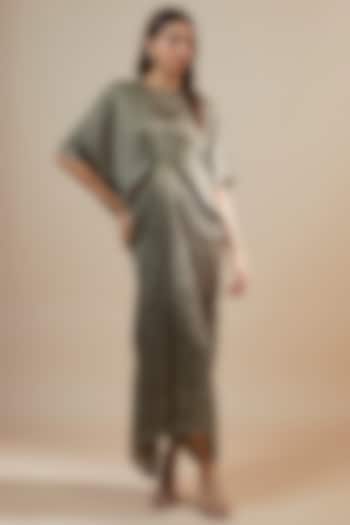 Grey Bemberg Satin Corded Maxi Vacation Dress by Inca at Pernia's Pop Up Shop