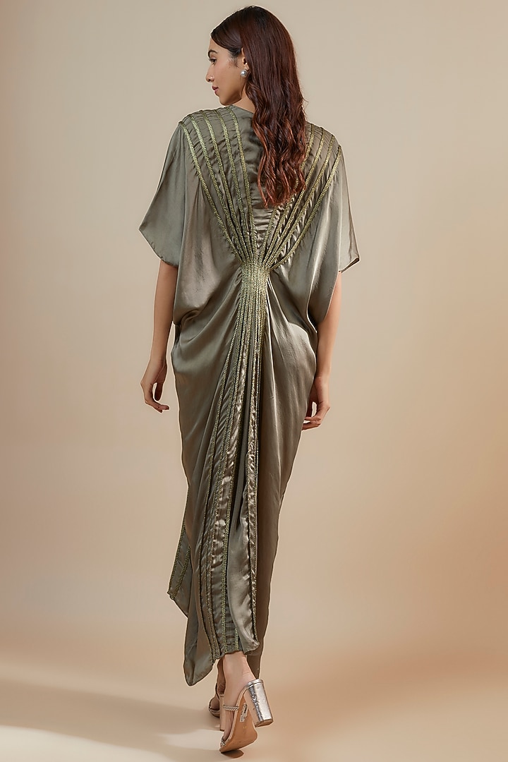 Grey Bemberg Satin Corded Maxi Vacation Dress by Inca at Pernia's Pop Up Shop