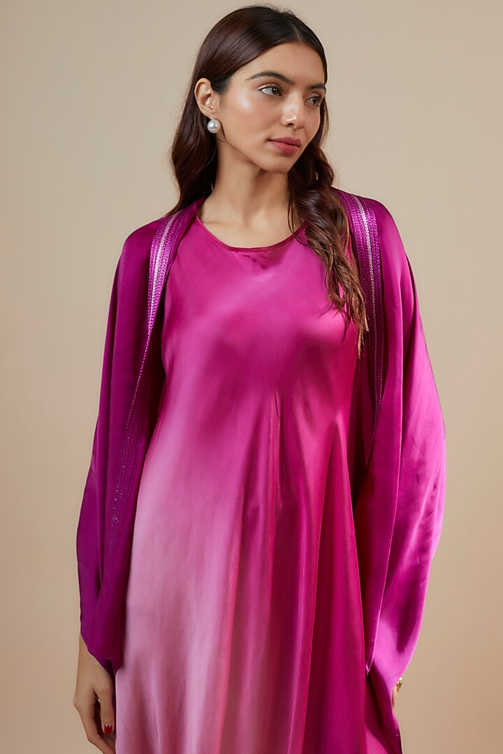 Plum Ombre Bemberg Satin Corded Maxi Vacation Dress by Inca at Pernia's Pop Up Shop